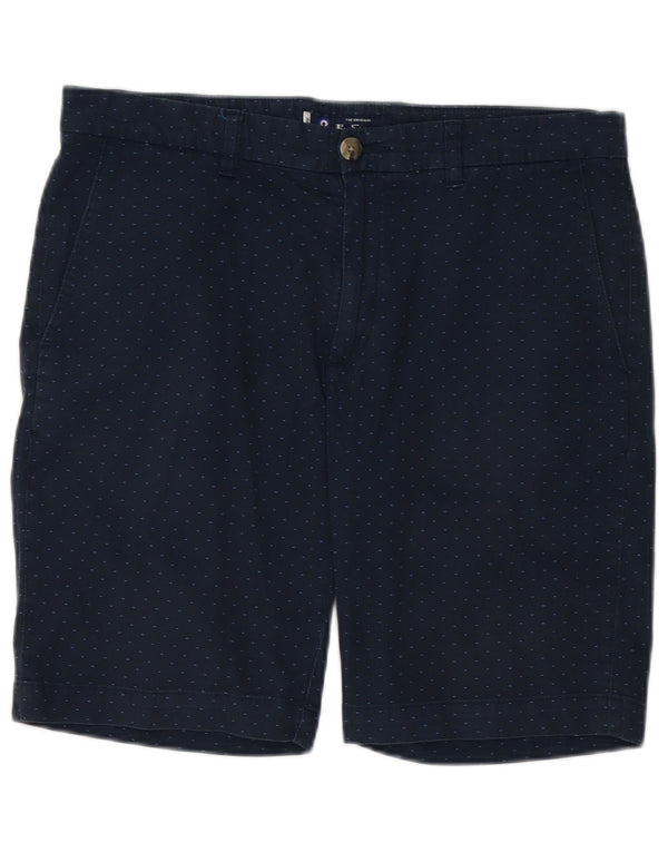BEN SHERMAN Chino-shorts til mænd W34 store marineblå plettet bomuld