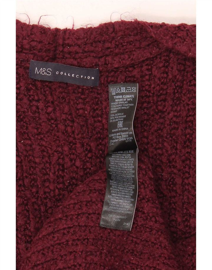 Marks & Spencer Dame Oversized Open Cardigan Sweater UK 16 Large Maroon
