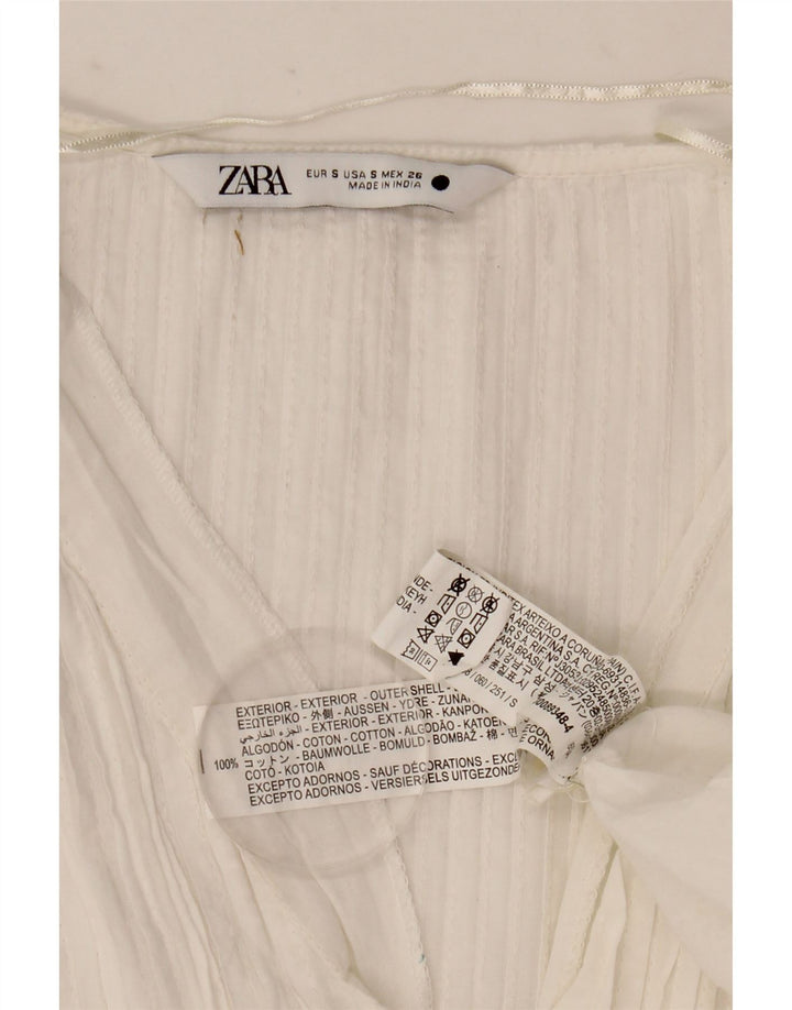 Zara Dame Langærmet Oversized Maxikjole UK 10 Small White Spotted