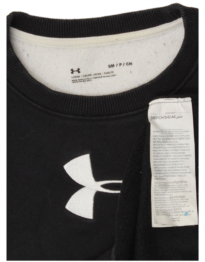UNDER ARMOUR Dame Sweatshirt Jumper UK 10 Small Black Colourblock