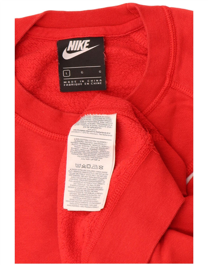 NIKE Womens Oversized Crop Graphic Sweatshirt Jumper UK 16 Large Red
