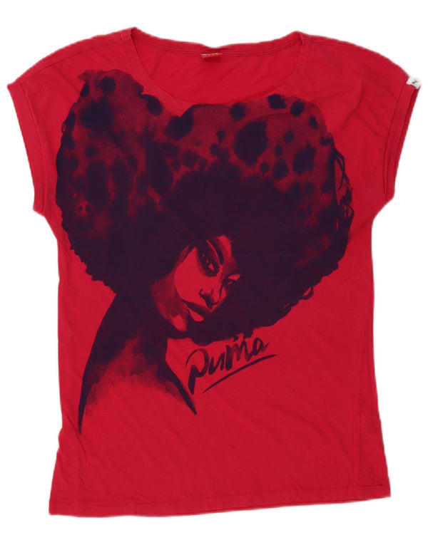 Puma Grafisk T-Shirt Top UK 10 Small Pink Bomuld