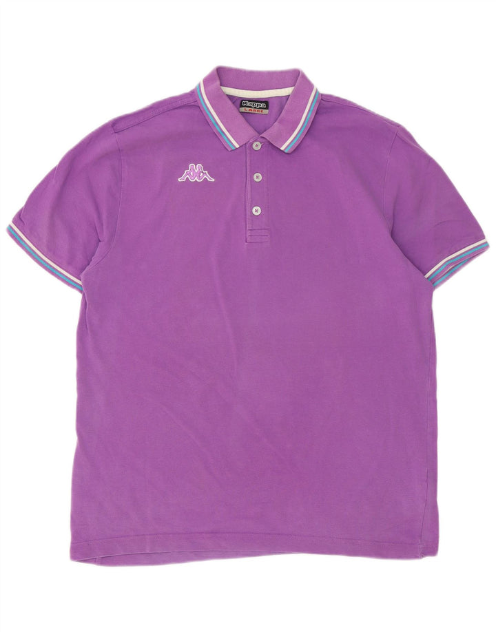 Kappa herre poloshirt stor lilla stribet bomuld
