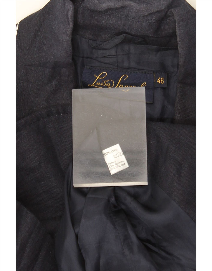 LUISA SPAGNOLI Dame 2-knaps blazerjakke IT 46 Stor marineblå linned