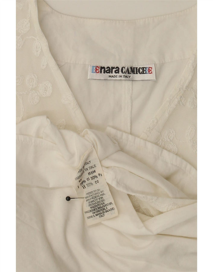 ENARA CAMICECE Womens Sleeveless Blouse Top UK 14 Medium White Floral Vintage Enara Camicece and Second-Hand Enara Camicece from Messina Hembry 