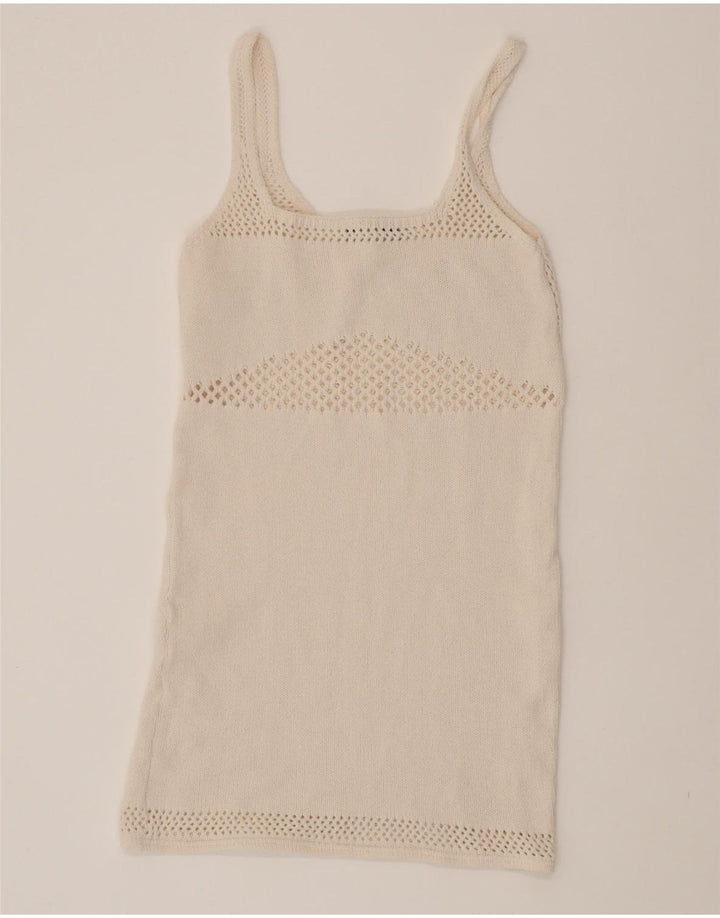 ZARA Womens Knit Shift Dress UK 14 Large White Cotton Vintage Zara and Second-Hand Zara from Messina Hembry 