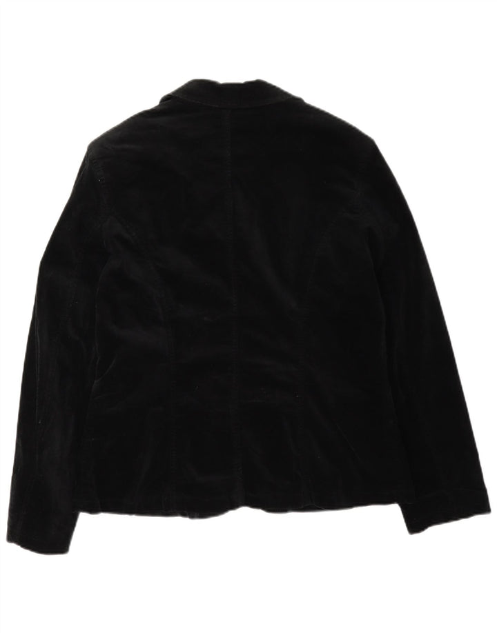 Marks & Spencer Dame 3 Button Velvet Blazer Jacket UK 14 Medium Black