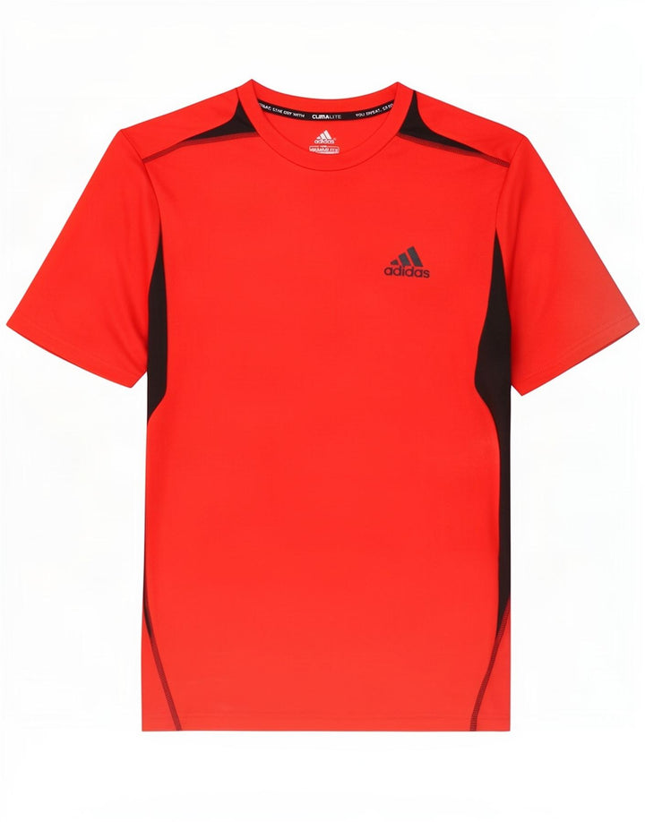 Adidas Herre Climalite T-Shirt Top Medium Rød Colourblock Polyester