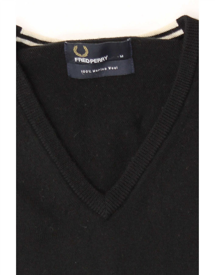 Fred Perry Herre V-hals sweater Medium Sort Merinould