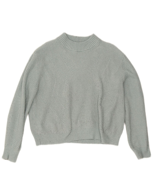 Marks & Spencer Dame Crop Turtle Neck Jumper Sweater UK 16 Large Turkis