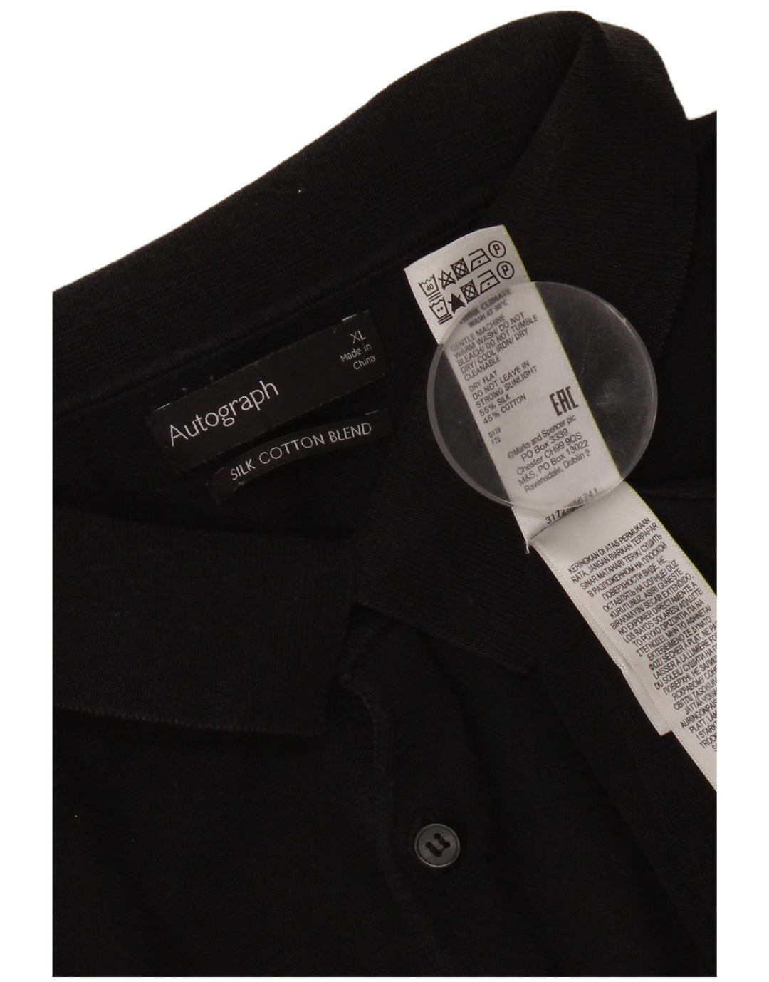 Marks & Spencer herre poloshirt XL sort silke