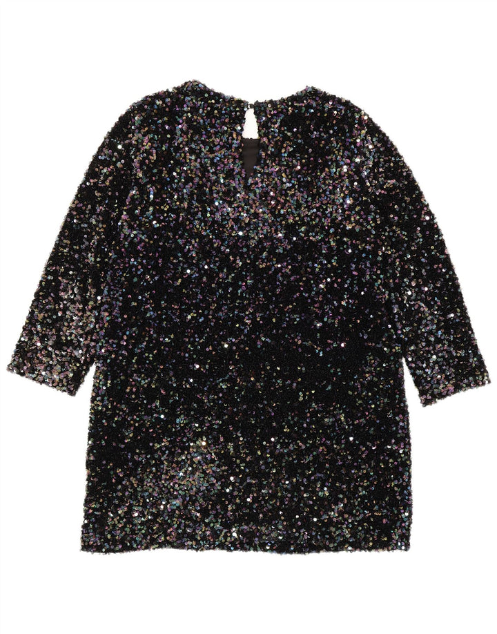 Zara Dame 3/4 ærmer Pailletter Shift Dress UK 18 XL Flerfarvet polyester