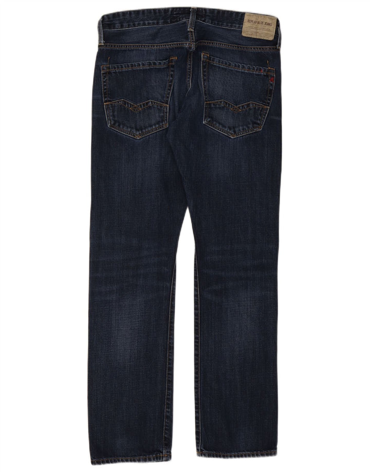 Replay Straight Jeans til mænd W32 L32 Marineblå Bomuld