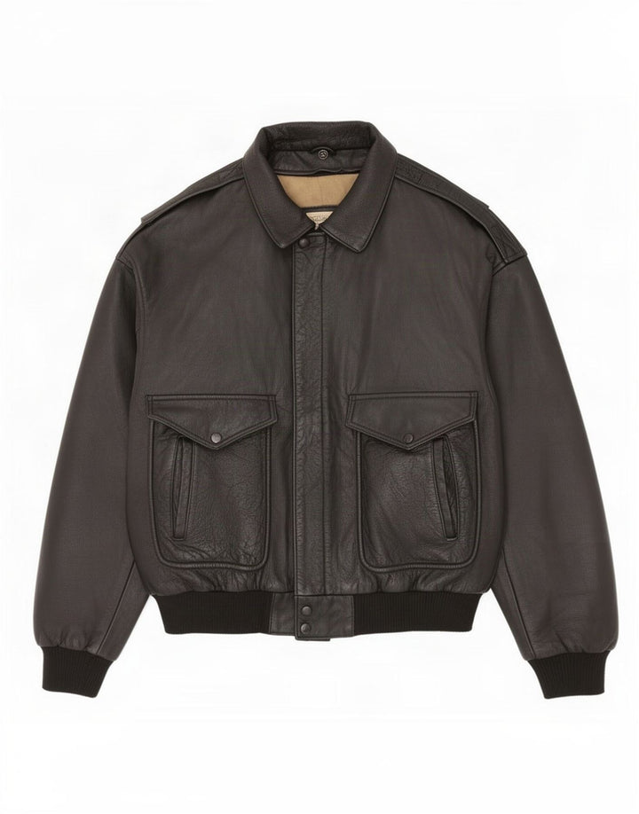 Vintage herre læderjakke IT 52 XL Sort