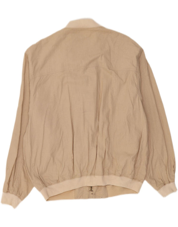 St John's Bay Herre Bomber Jacket UK 40 Large Beige Linen