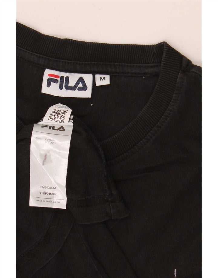 Fila Herre Grafisk T-Shirt Top Medium Sort Bomuld