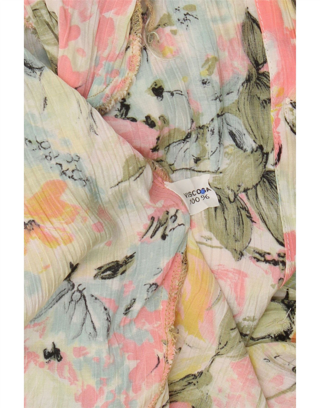 Vintage Dame Longline Shirt Bluse UK 14 Medium Multicolored Floral