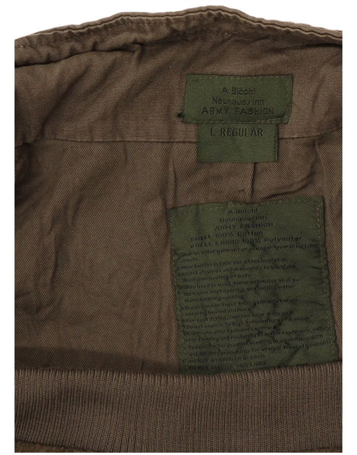 Vintage Herre Military Jacket UK 40 Stor Khaki Bomuld
