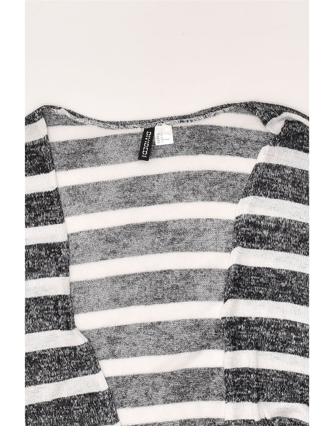 H&M Womens Cardigan Sweater UK 16 Large Grey Striped | Vintage H&M | Thrift | Second-Hand H&M | Used Clothing | Messina Hembry 