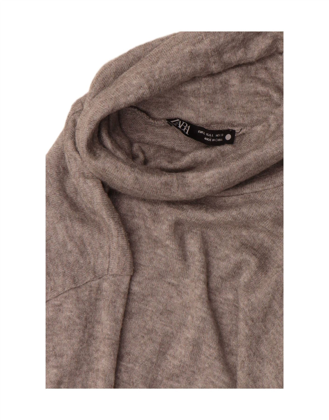 Zara Dame Rullehals Sweater UK 16 Stor Grå