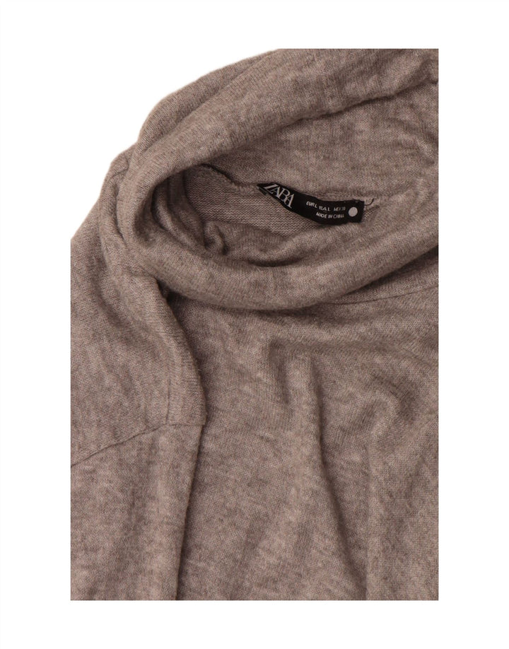Zara Dame Rullehals Sweater UK 16 Stor Grå