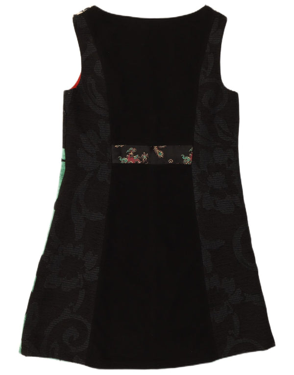 Desigual Kvinders Abstrakt Mønster Ærmeløs Skede Kjole EU 44 XL Sort