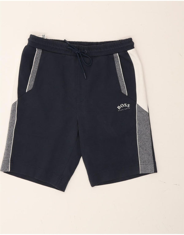 Hugo Boss Sportshorts til mænd Small Navy Blue Colourblock Cotton Sports