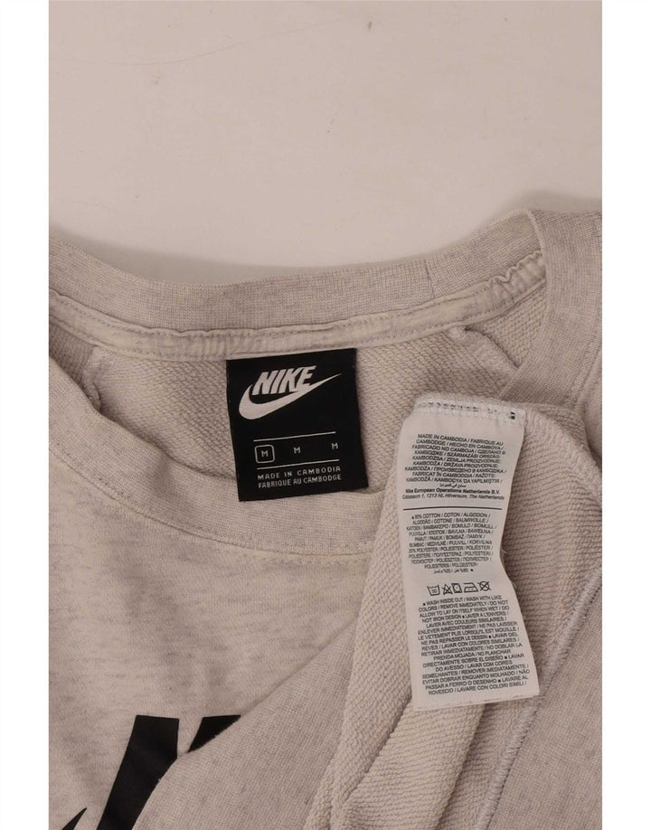 Nike Grafisk Sweatshirt Jumper UK 14 Medium Grey Flecked Bomuld