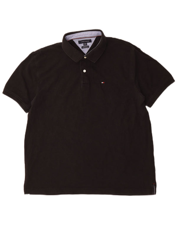 Tommy Hilfiger Mens Custom Fit Polo Shirt XL Black Cotton