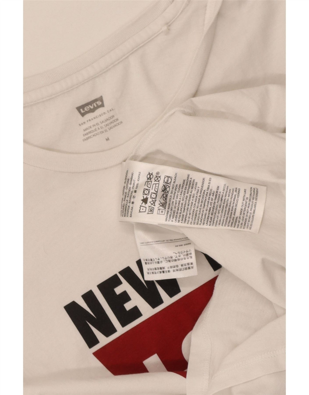 Levi's Grafisk T-shirt top til kvinder UK 12 Medium hvid bomuld