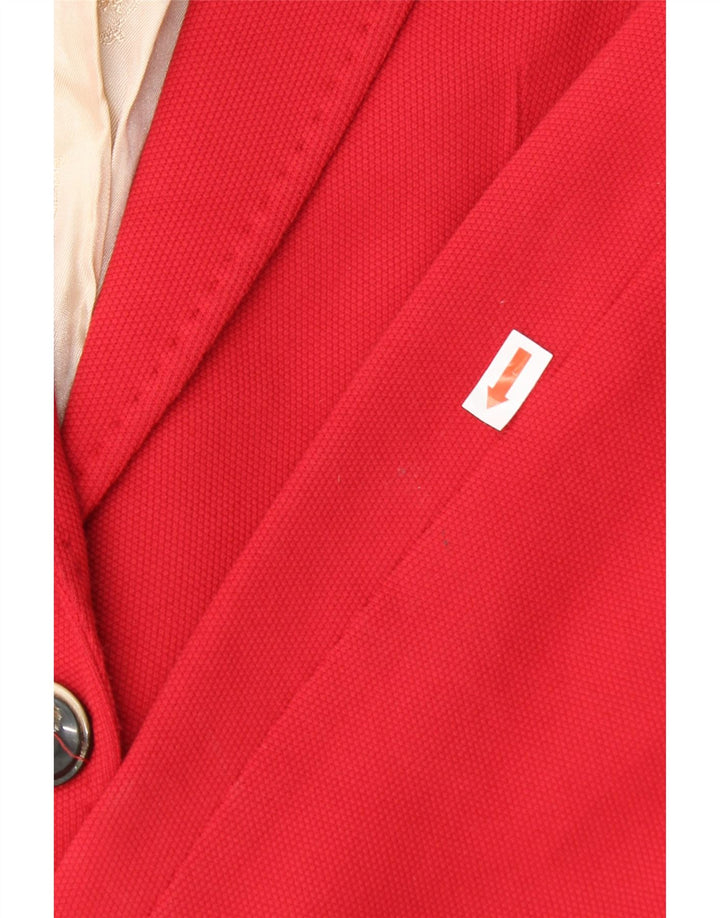 MASSIMO DUTTI Womens 1 Button Blazer Jacket EU 40 Medium Red Cotton Vintage Massimo Dutti and Second-Hand Massimo Dutti from Messina Hembry 