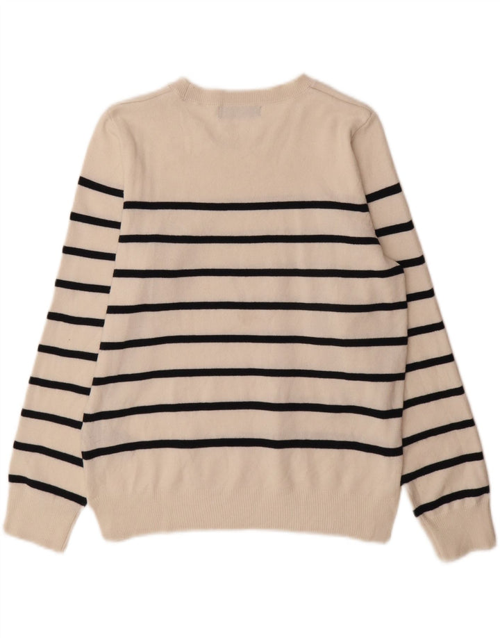 Marks & Spencer Dame Boat Neck Jumper Sweater UK 12 Mellem hvid stribet