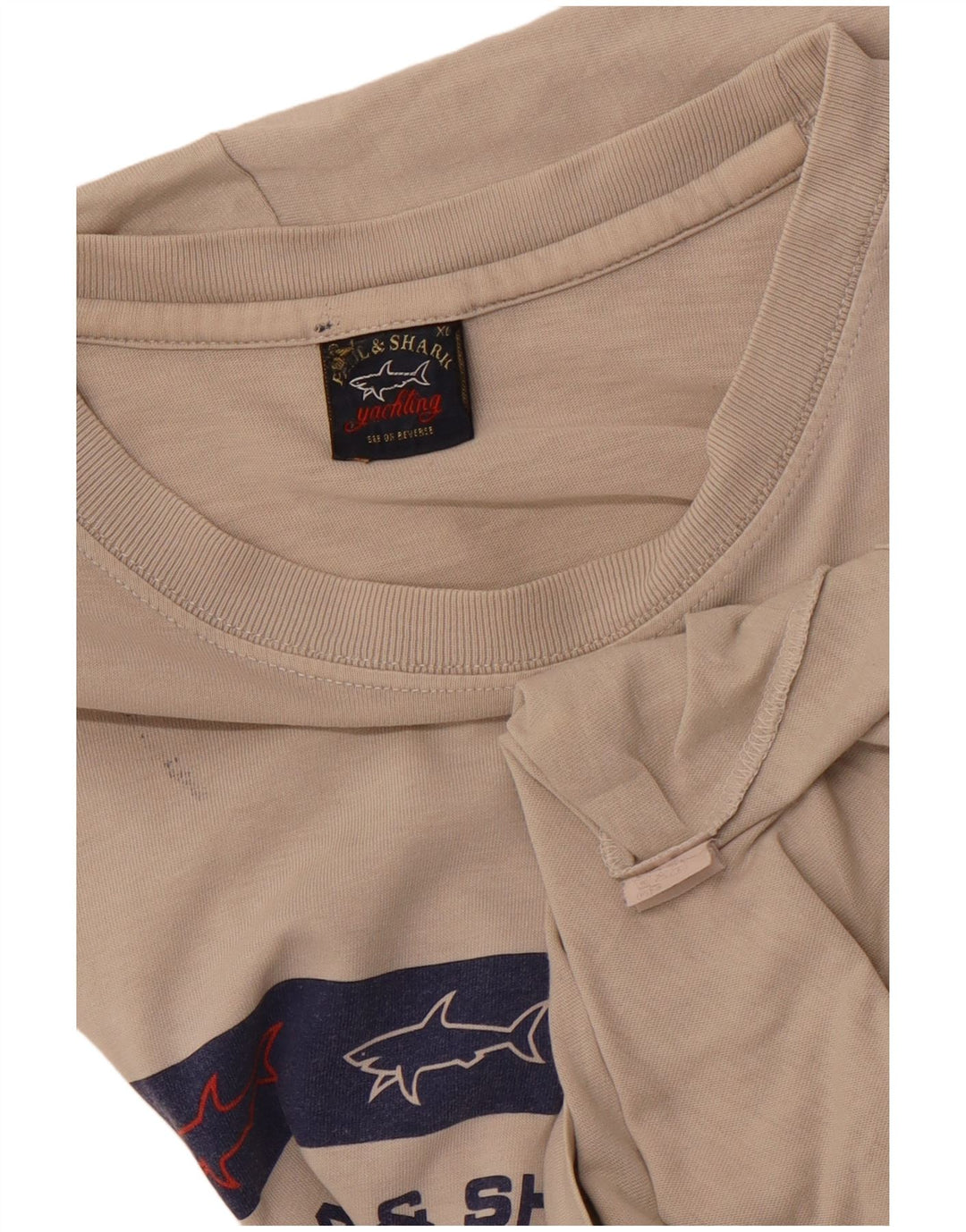 PAUL & SHARK Herre Yachting Grafisk T-Shirt Top XL Beige Bomuld