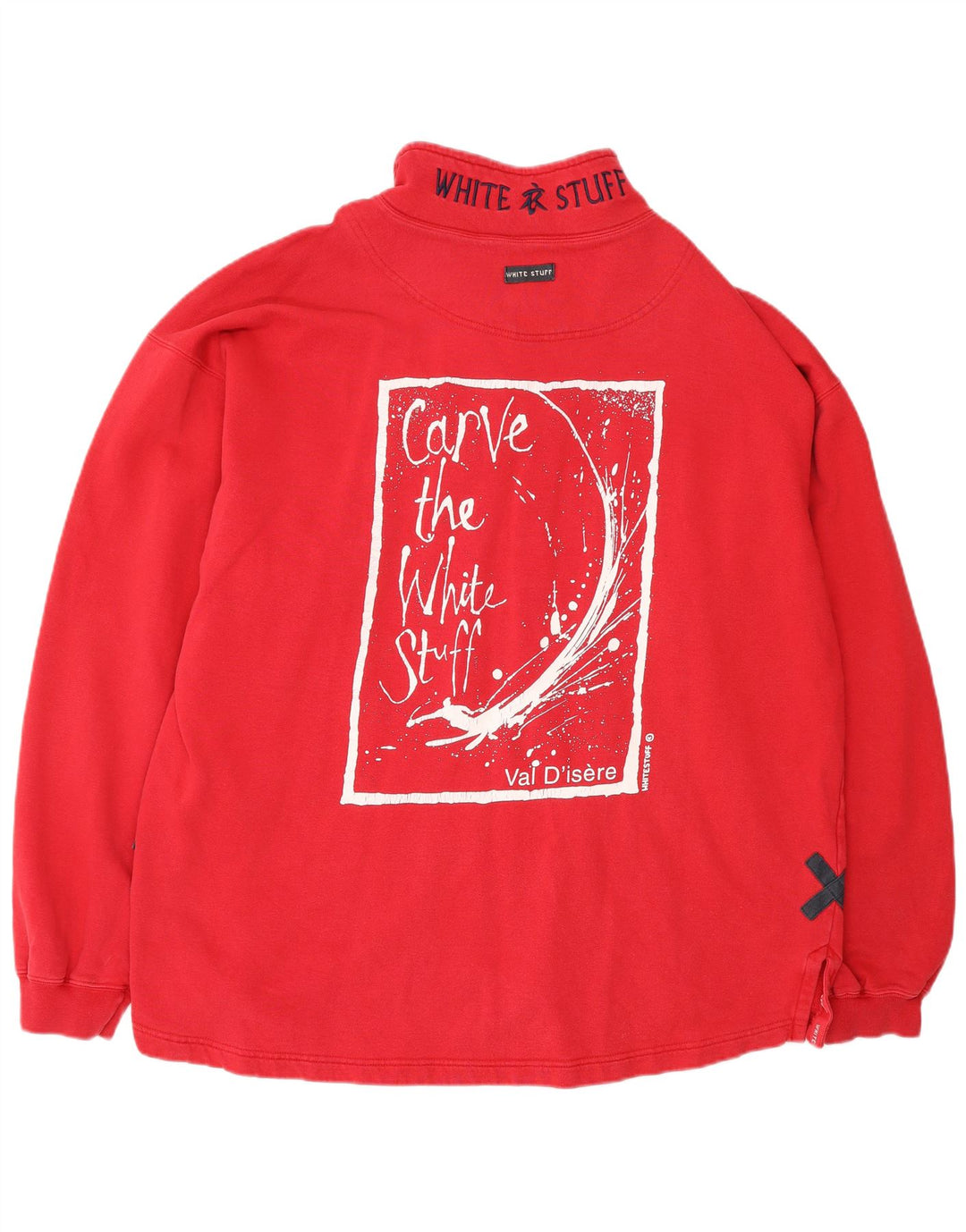 HVID TING Herre Loose Fit Grafisk Zip Neck Sweatshirt Jumper XL Rød