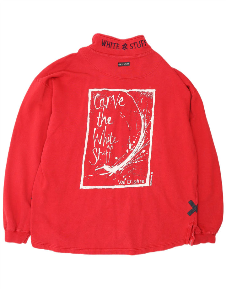 HVID TING Herre Loose Fit Grafisk Zip Neck Sweatshirt Jumper XL Rød