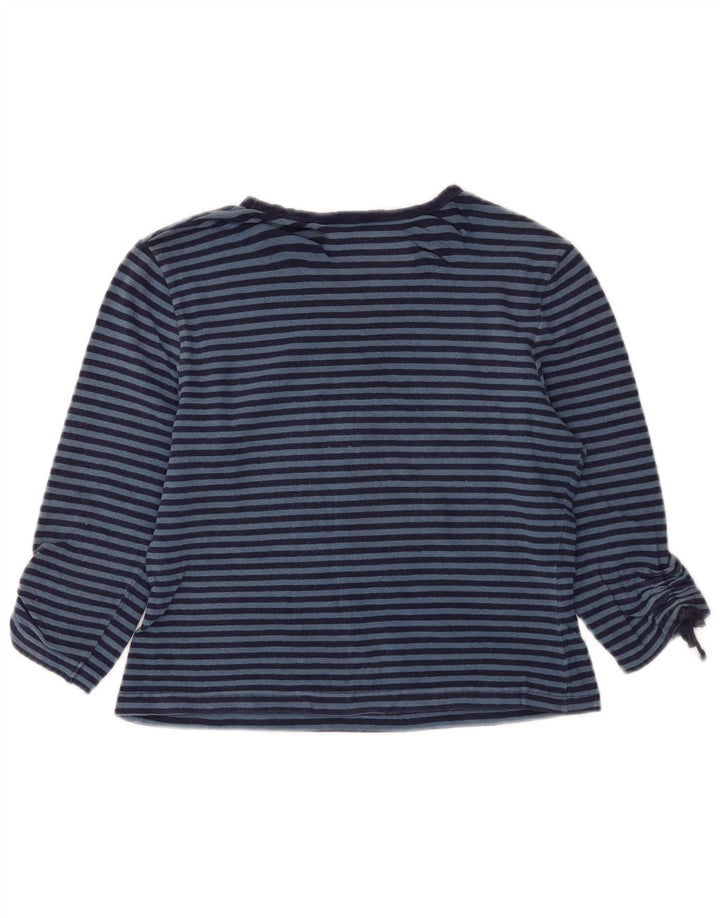 MOSSIMO Womens Crop Top 3/4 ærmer UK 14 Stor blå stribet bomuld