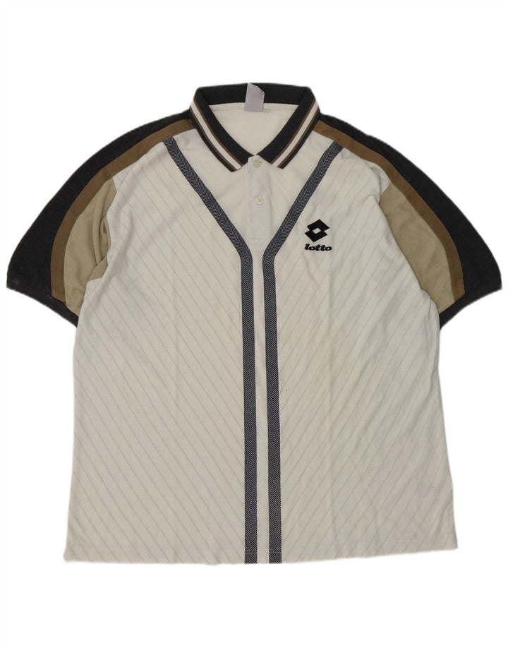 LOTTO Rugby polotrøje til mænd UK 44/46 2XL Hvid Colourblock Polyester