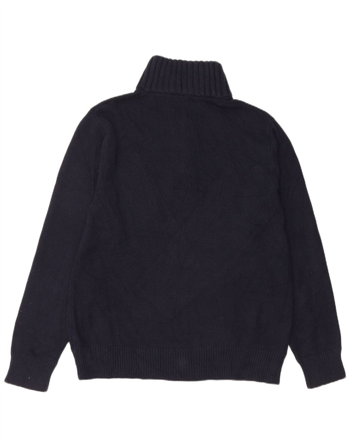 J. CREW Herre sweater med lynlåshals Stor marineblå bomuld