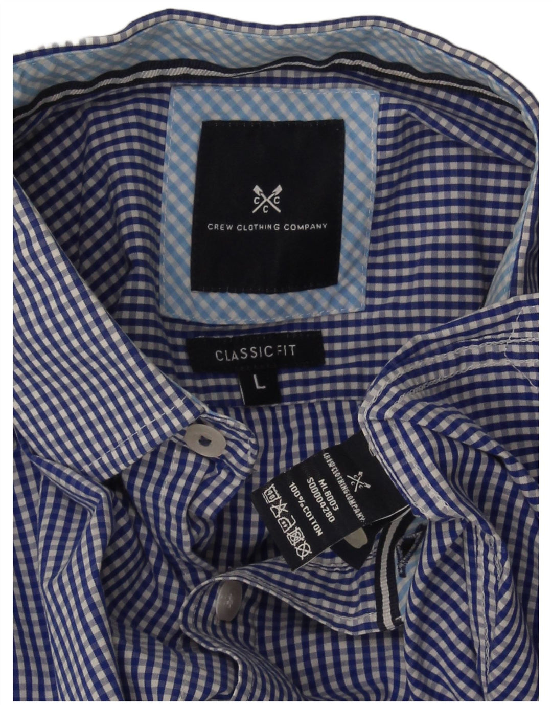 Crew Clothing Herre Classic Fit Shirt Large Blue Gingham Cotton
