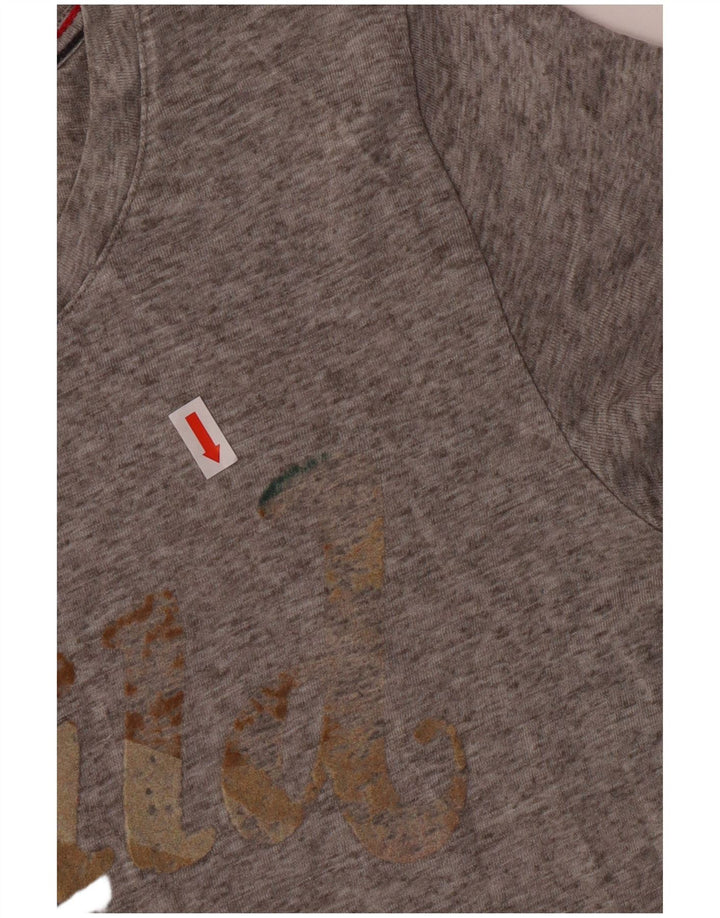 Tommy Hilfiger Dame Grafisk T-Shirt Top UK 12 Medium Grå Polyester