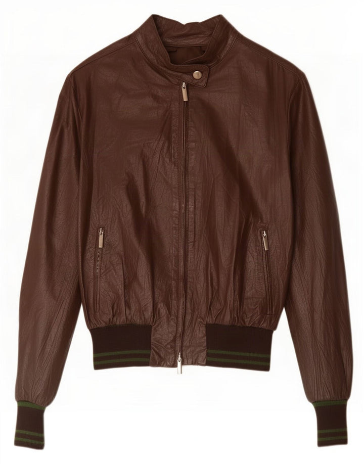 Vintage dame bomber læderjakke UK 12 Medium Brown