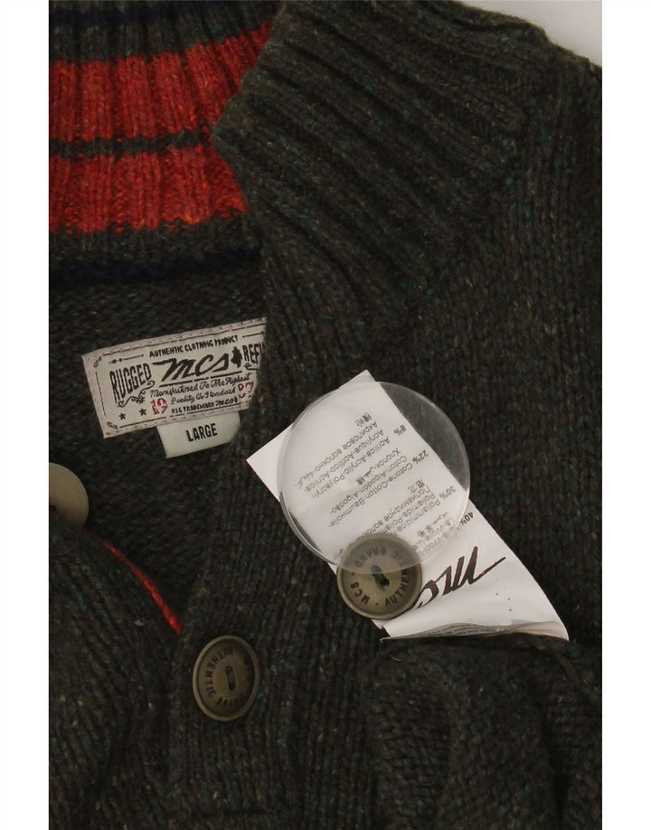 Marlboro Classics Herre Button Neck Jumper Sweater Stor Grå Uld