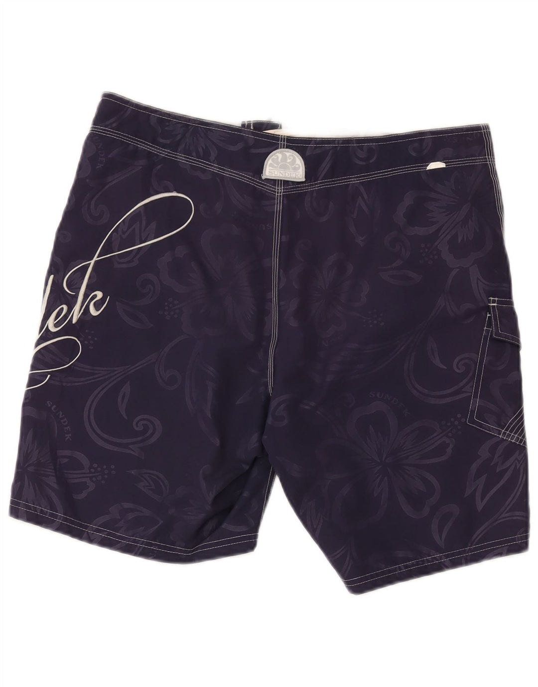 Sundek Herre grafiske svømmeshorts Medium Navy Blue Floral Polyester