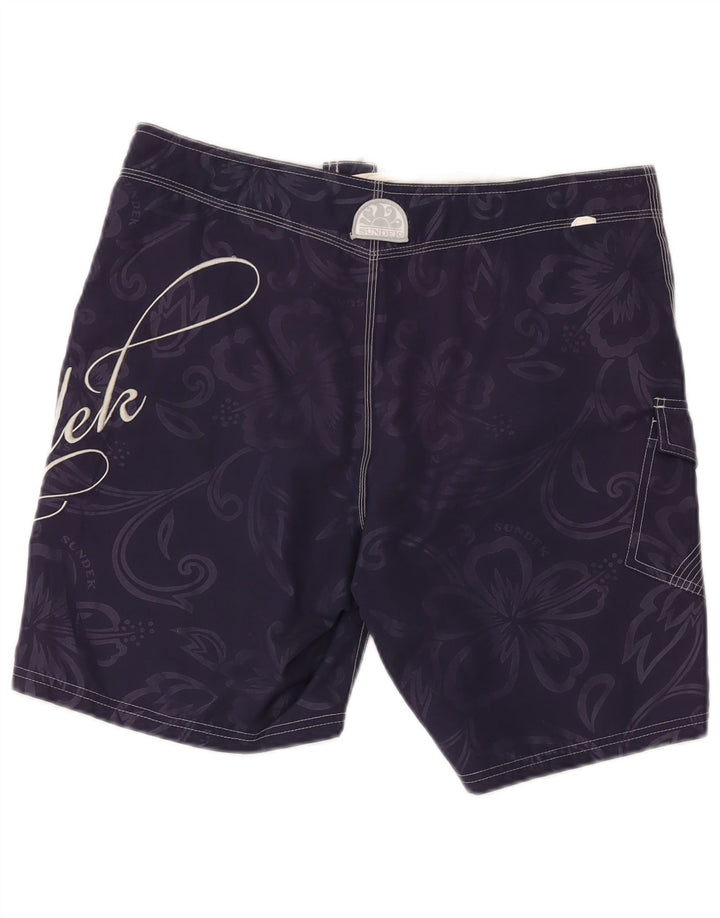 Sundek Herre grafiske svømmeshorts Medium Navy Blue Floral Polyester