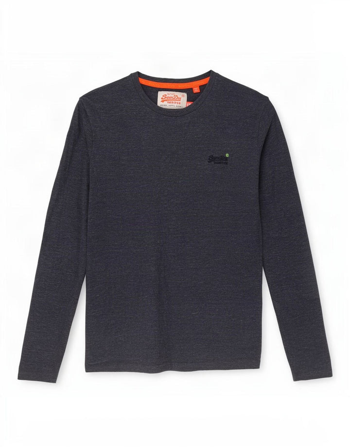 Superdry Herre Top Langærmet Lille Marineblå Flecked Bomuld