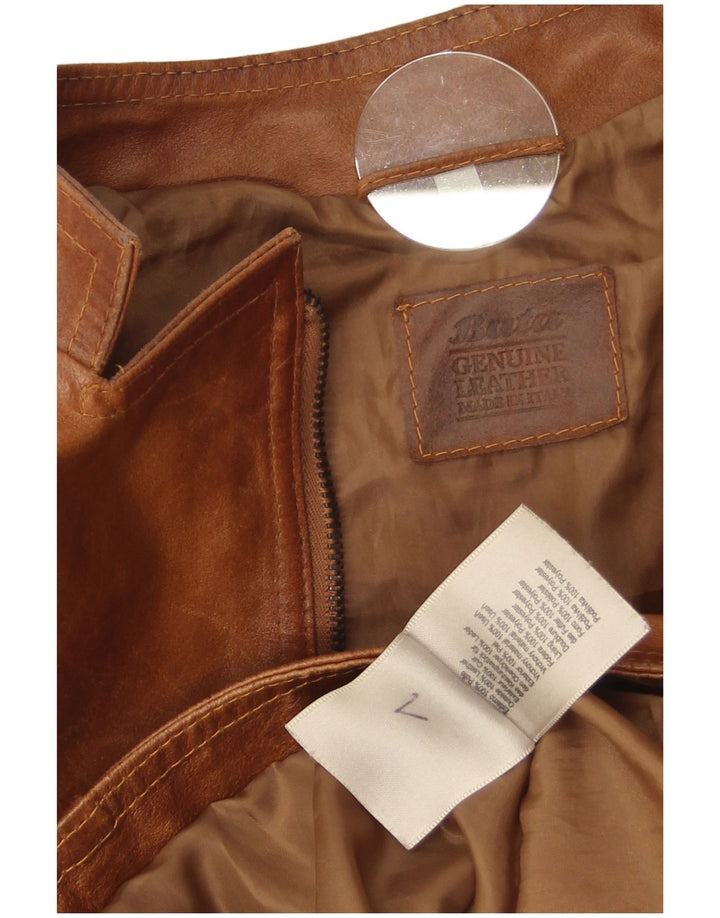 Bata Læder Biker Jacket UK 14 Stor Brun