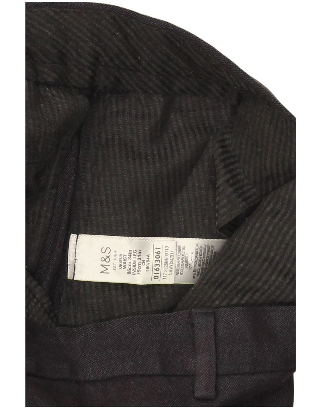 Marks & Spencer Herre Regular Fit Casual Bukser W34 L31 Marineblå