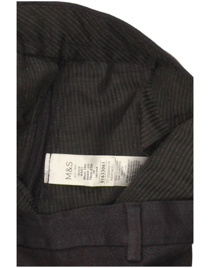 Marks & Spencer Herre Regular Fit Casual Bukser W34 L31 Marineblå