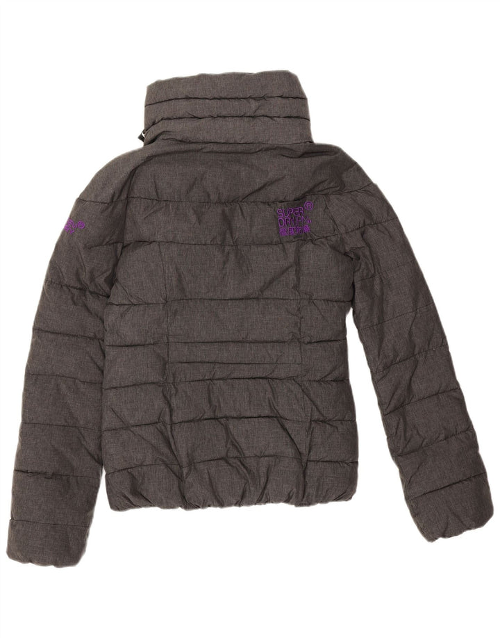 Superdry grafisk polstret jakke til kvinder UK 6 XS grå polyester