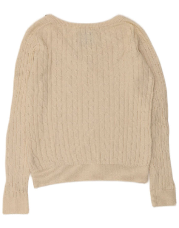 Jack Wills Dame V-hals sweater UK 10 Small Beige Bomuld